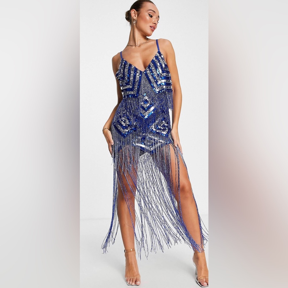 ASOS DESIGN STRAPPY FRINGE MINI DRESS